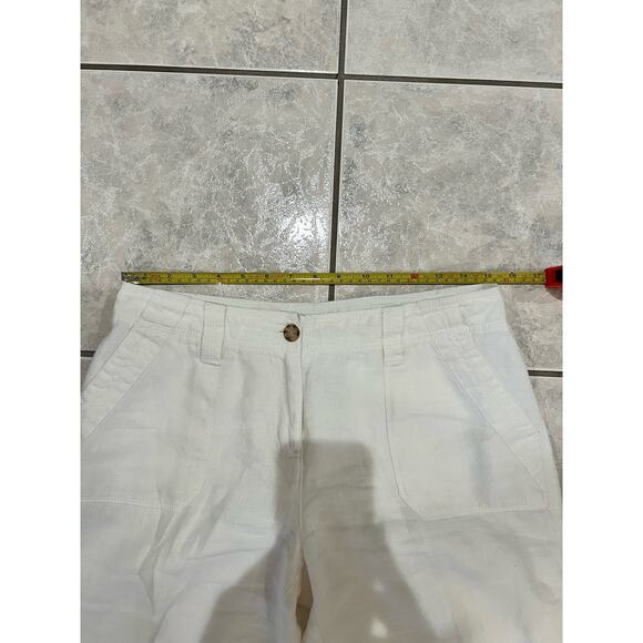 Charter Club White 100% Linen Cropped Length Lined Pants Size 8P - Picture 6 of 6